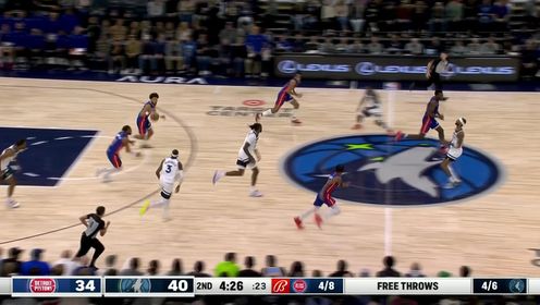 《NBA全场集锦》团队篮球的默契展现！活塞多点连线助攻布朗干拔三分稳稳命中