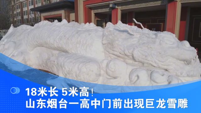 18米长 5米高!山东烟台一高中门前出现巨龙雪雕