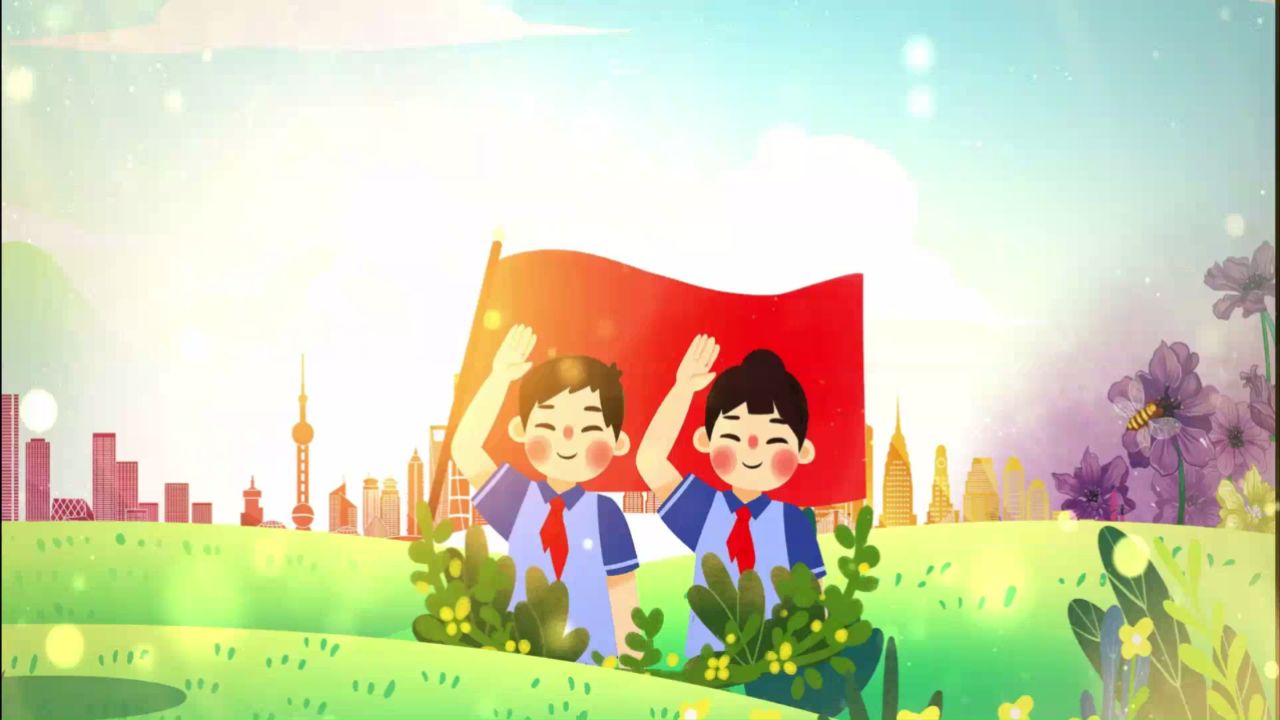 是共产主义接班人儿童学生朗诵表演节目动态led大屏幕背景视频素材