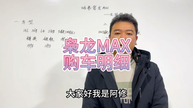 哈弗枭龙MAX购车明细分享,全系全是四驱车型