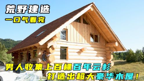 荒野建造：男人收集上百棵百年云杉，打造出超大的豪华木屋！