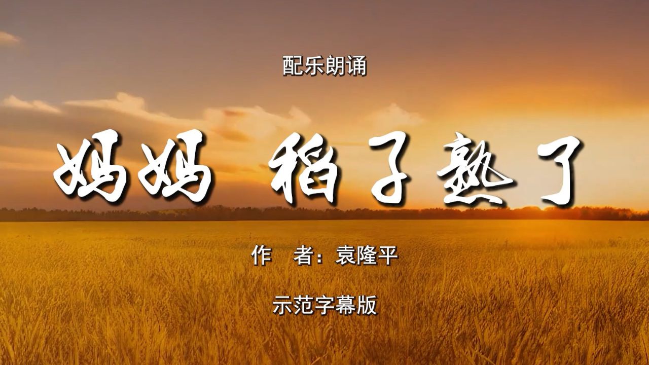 妈妈稻子熟了 缅怀袁隆平院士 诗歌朗诵配乐伴奏舞台演出led背景视频