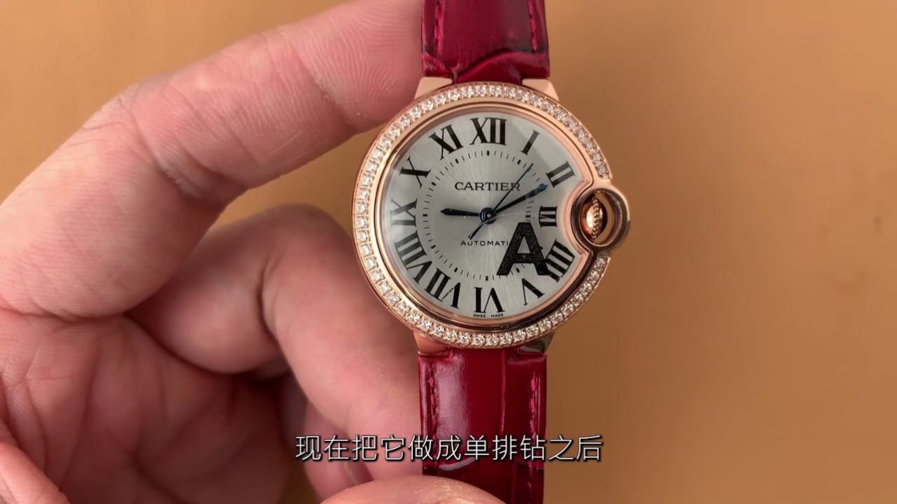 v6卡地亚蓝气球玫瑰金单排钻 33毫米 日本西铁城机械机芯