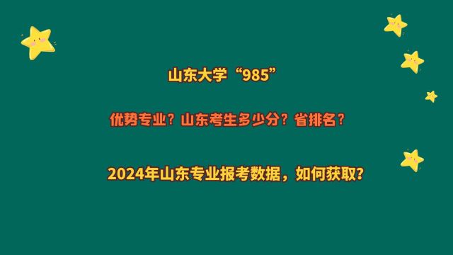 山东大学“985”,山东考生多少分?2024山东专业报考数据