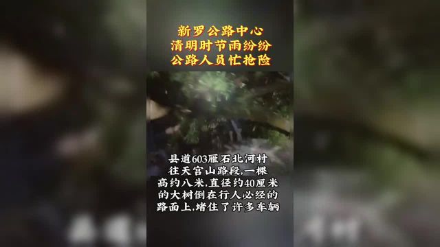 清明时节雨纷纷公路人员忙抢险.(投稿:龙岩市新罗公路事业发展中心)