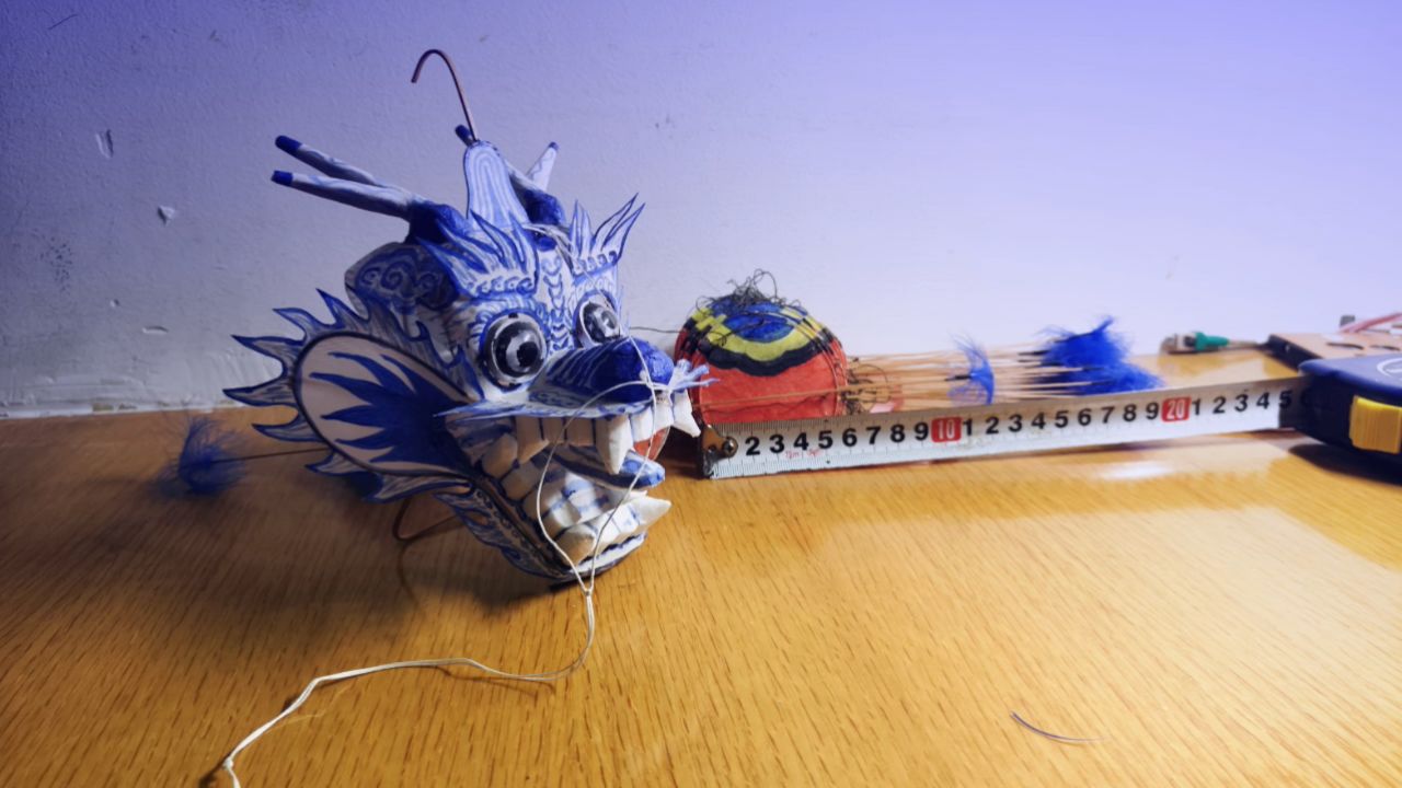 广场放飞6公分龙头蜈蚣风筝