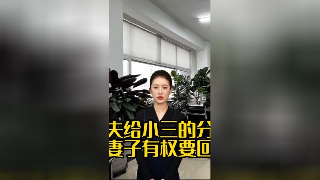 丈夫给小三的分手费妻子有权要回吗?