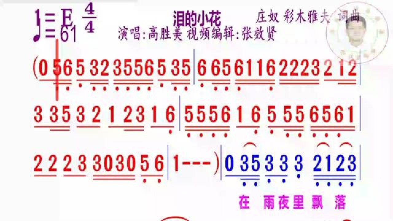 泪的小花简谱演唱完整版