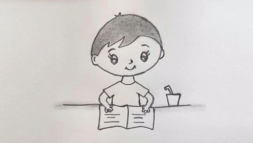 读书的小朋友简笔画图片