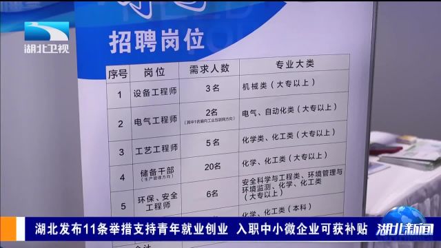 湖北发布11条举措支持青年就业创业 入职中小微企业可获补贴