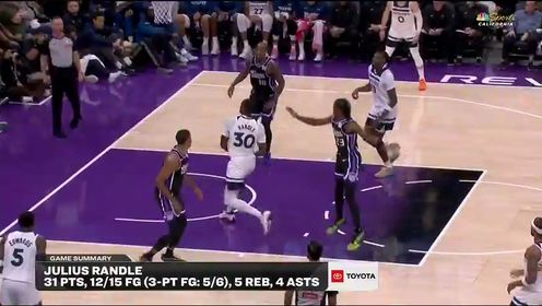 《NBA全场集锦》NBA常规赛：森林狼vs国王第4节英文原声回放