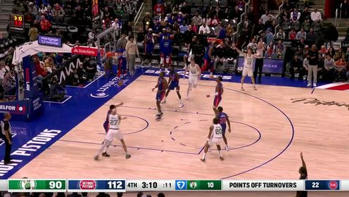 《NBA全场集锦》NBA常规赛：凯尔特人vs活塞第4节英文原声回放