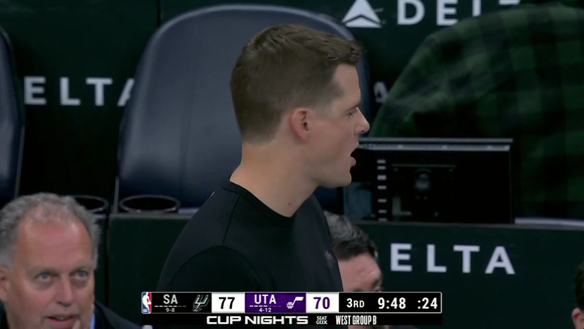 马刺vs爵士 NBA杯小组赛：马刺vs爵士第3节英文原声回放